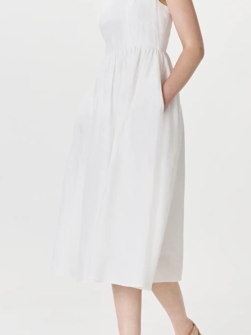 Quince White Midi Dress with Side Pockets